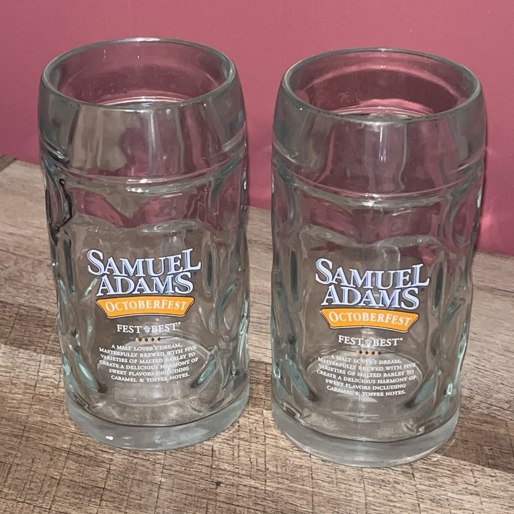 Samuel Adams Dimpled Octoberfest Glass Beer‎ Stein Mug .5 Liter -Set of 2-